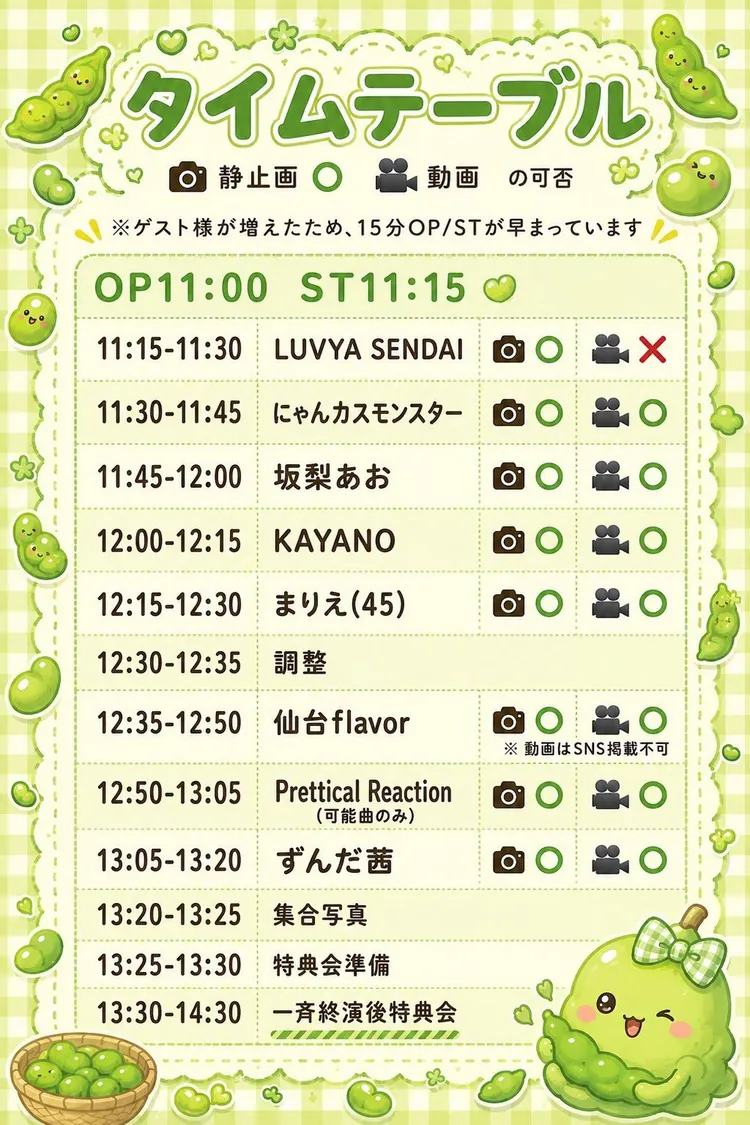 ずんずんずんだフェス タイムテーブル
